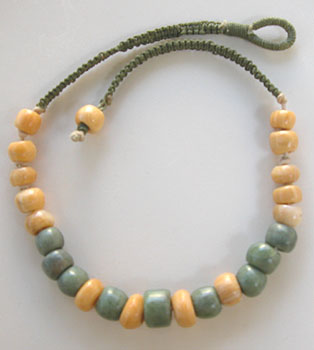 Hand Sculpted petrified wood and jade bead necklace