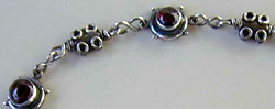 Ankle Bracelet garnet and handmade sterling silver chains and clasp by Vicky Jousan