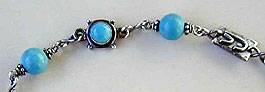 Ankle Bracelet Sleeping Beauty turquoise and handmade sterling silver chains and clasp by Vicky Jousan