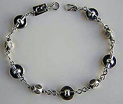 Ankle Bracelet - Hill Tribe pure silver beads with handmade silver chains and clasp by Vicky Jousan