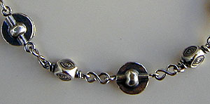 Ankle Bracelet - Hill Tribe pure silver beads with handmade silver chains and clasp by Vicky Jousan