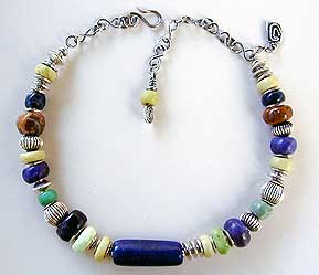 Lapis, Jasper, Sugilite, Verd-Antique - stones by Africa John - sterling silver necklace by Vicky Jousan