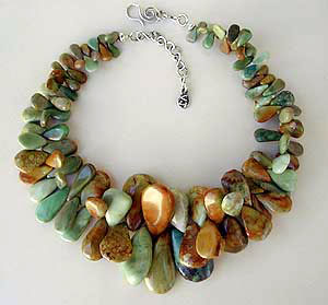 Superstition Mountain Turquoise necklace with sterling silver chain and clasp by Vicky Jousan