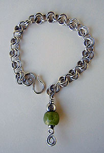 Africa John bead - jade and sterling silver bracelet by Vicky Jousan