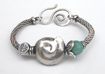 Sterling silver and amazonite bangle bracelet by Vicky Jousan