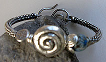 Sterling silver and denim lapis bangle bracelet by Vicky Jousan