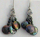 Black coin pearl earrings