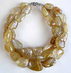 rutilated quartz chunks and sterling silver necklace by Vicky Jousan