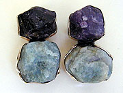 Amethyst, Aquamarine and sterling silver earrings by Vicky Jousan