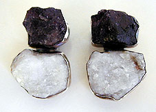 Amethyst, Quartz Crystal and sterling silver earrings by Vicky Jousan