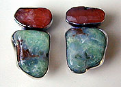 Carnelian, Chrysoprase, and sterling silver earrings by Vicky Jousan