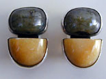 Labradorite, Golden Agate, and sterling silver earrings by Vicky Jousan