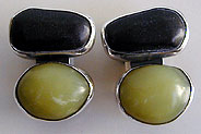 Black Stone, Serpentine and sterling silver earrings by Vicky Jousan