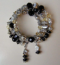 Faceted Black Onyx, Citrine and sterling silver bracelet by Vicky Jousan