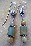 Serpentine, Jade, Soo Chow, Agate, Bali sterling silver necklace and earrings by Vicky Jousan