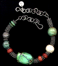 turquoise and apple coral necklace