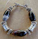 Zebra Agate Bali, and India sterling silver necklace and bracelet by Vicky Jousan