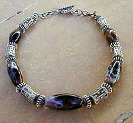 Zebra Agate Bali, and India sterling silver necklace and bracelet by Vicky Jousan