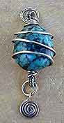 Sterling silver wire wrapped Turquoise pendant by Vicky Jousan