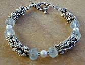 Bali sterling silver, aquamarine and freshwater pearl bracelet by Vicky Jousan