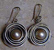 Free Form Sterling Silver Wire with Freshwater Pearl earrings by Vicky Jousan