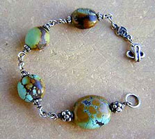 Sterling silver and Chinese Turquoise Pendulum Bracelet for Spiritual Response Therapy by Vicky Jousan