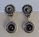 Garnet and Bali sterling  silver earrings by Vicky Jousan