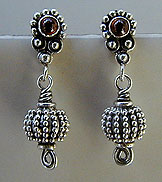 Carnelian and Bali sterling and 925 silver earrings by Vicky Jousan