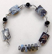 Labradorite and Sterling Silver Power Symbols Pendulum Bracelet by Vicky Jousan