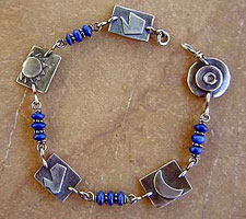 Lapis Lazuli and Sterling Silver Power Symbols Ankle Bracelet by Vicky Jousan