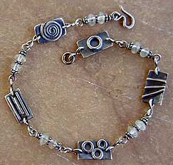 Aquamarine and Sterling Silver "Symbols" Ankle Bracelet by Vicky Jousan