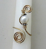 14K Gold Filled, Pearl and Sterling Silver toe ring