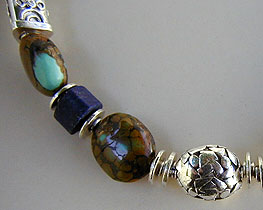 Chinese turquoise, lapis, and sterling silver necklace by Vicky Jousan