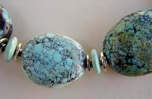 Chinese Turquoise and Sterling Silver necklace by Vicky Jousan