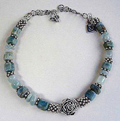 Aquamarine and Sterling Silver Necklace, Bracelet, and Earrings by Vicky Jousan