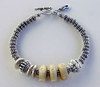 Lampwork Beads and Sterling silver bracelet by Vicky Jousan
