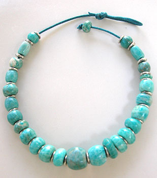Hand Sculpted amazonite bead necklace