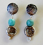 Amazonite hand cut stones by Africa John - .999 silver handmade beads Earrings by Vicky Jousan