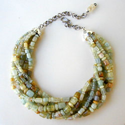 Aquamarine and Sterling Silver 7-strand necklace by Vicky Jousan