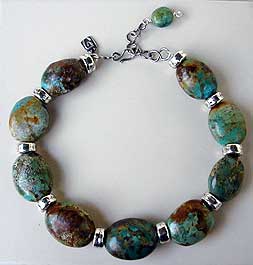 Turquoise and sterling silver necklace by Vicky Jousan