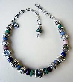 Sugilite, Aventurine, Rhodonite, Sodalite hand cut beads by Africa John - .999 pure silver handmade beads - Necklace by Vicky Jousan