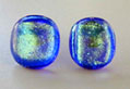 Fused Dichroic Glass Button Earrings