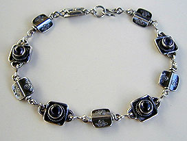 Ankle Bracelet iolite and handmade sterling silver chains and clasp by Vicky Jousan