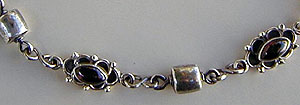 Ankle Bracelet - Garnet and handmade sterling silver chains and clasp by Vicky Jousan