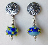 Lampwork Beads by Susan Barnes with Hill Tribe Silver bangle bracelet and earrings - by Vicky Jousan