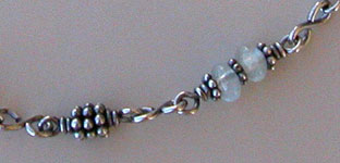 Sterling silver and Aquamarine Ankle Bracelet by Vicky Jousan