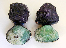 Amethyst, Chrysoprase and sterling silver earrings by Vicky Jousan