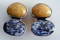 Dendritic and Golden Agate, and sterling silver earrings by Vicky Jousan