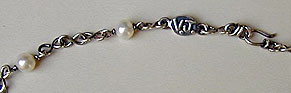 cultured pearl and sterling silver ankle bracelet by Vicky Jousan
