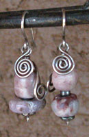 Brownish Lavender and Rose Color Jasper and Sterling Silver Earrings